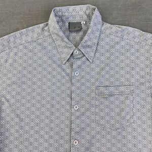 VTG 80s Quiksilver Shirt Mens Medium Grey S/S Button Up Retro Skate‎ Surf Disco